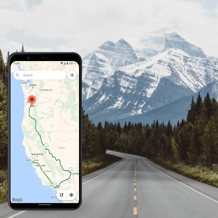 Mountain road and Roadie App