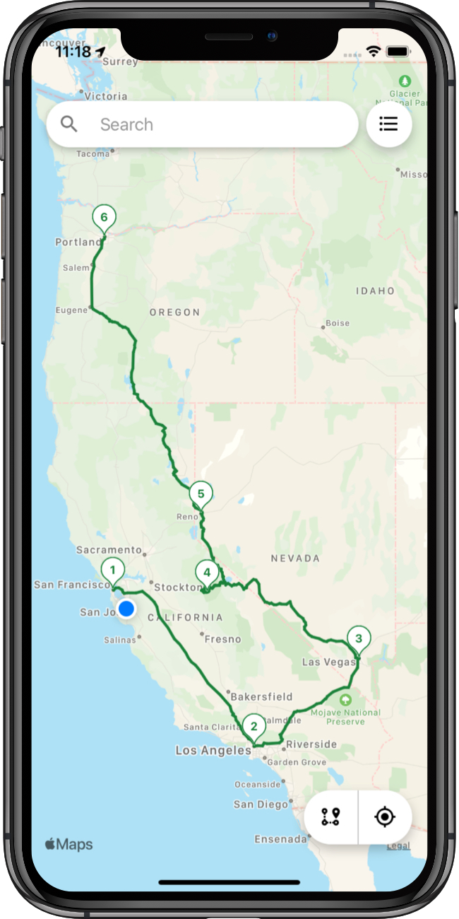Roadie: route on map